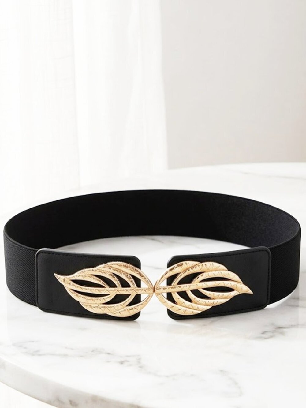Ladies Black Leaf Stretch Belt (29.5)